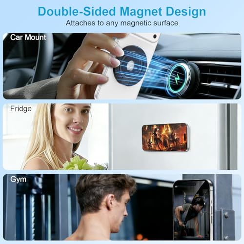 Magnetic Phone Grip, Foldable MagSafe Cell Phone Ring Holder Stand - color: black