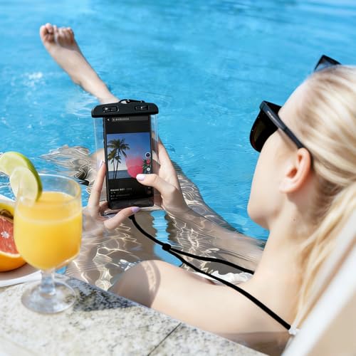 Waterproof Phone Pouch Case -Easy Lock & Heavy Duty IPX8 Water Proof Cell Phone Dry Bag for Beach, Protector for iPhone 17 16 15 14 13 12 11 Pro Max Plus Air, Galaxy S25 S24, 5-10in Black - color: Black