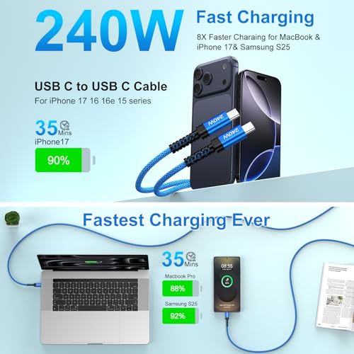 240W Samsung Charger Cable Super Fast USBC Charging Cord, 6FT 2Pack USB C