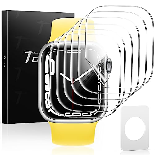 TOCOL 6 Pack Screen Protector for Apple Watch Series 9/8/7 41mm Flexible TPU Film Clear HD Soft Bubble-Free Self-Healing iWatch 9 (2023) Screen Protector 41mm | Self-Repair, Scratch-Resistant, Bubble-Free, HD Transparent, Ultra-Slim, Flexible TPU Protecti