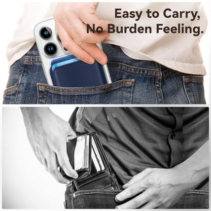 2Pack Magnetic Wallet Cell Phone Card Holder for Phone Case with Mag-Safe, Stronger Magnetic RFID Leather Phone Wallet Stick on Series of iPhone 17/16/15/14/13/12 and Pro/Promax,2-Pack White - color: Indigo Blue, size: 2 Pack