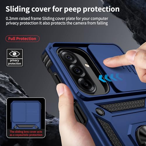 for Samsung Galaxy A36 5G Case with Camera Lens Cover, 10 FT Military Grade Drop Protection, Magnetic Ring Holder Kickstand Protective Phone Case, Navy Blue - color: Navy Blue, size: Galaxy A36 5G