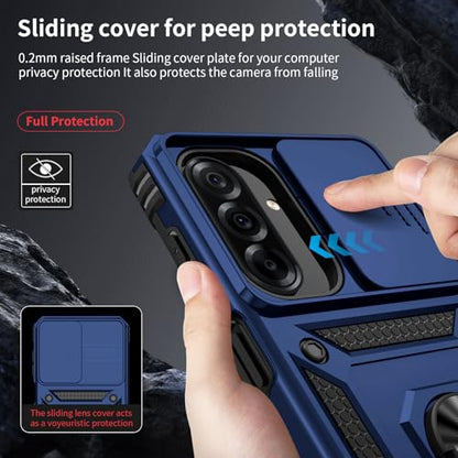 for Samsung Galaxy A36 5G Case with Camera Lens Cover, 10 FT Military Grade Drop Protection, Magnetic Ring Holder Kickstand Protective Phone Case, Navy Blue - color: Navy Blue, size: Galaxy A36 5G
