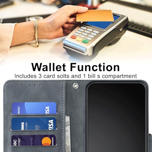 Flip Wallet Case for iPhone 11 PU Leather Gray Purple | RFID Blocking, 3 Card Slots & 1 Cash Pocket, Magnetic Closure, Kickstand Function, Leather Flip Case for iPhone 11 - color: Gray purple