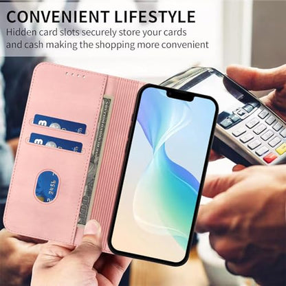 Phone Case Leather Compatible with Galaxy A10E Card Holder, Women Men Leather Case Protection Shockproof Magnetic Flip Folio Cover RFID Blocking Wallet Leather Compatible with Samsung Galaxy A20E/A10E - color: Pink