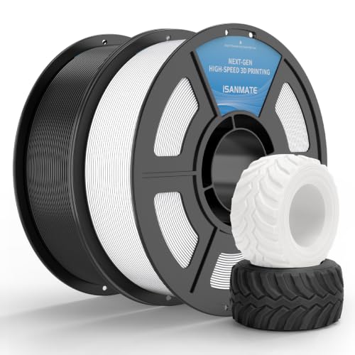 iSANMATE HS TPU Filament 1.75mm, Black White TPU 95A HF High Speed, 1kg *2 | Flexible Tough Wear-Resistant Elastic; HF TPU 50-200mm/s; Compatible with Bambu Lab and Most 3D Printer; for TPU Beginner - color: Black&white, size: TPU-HS-95A