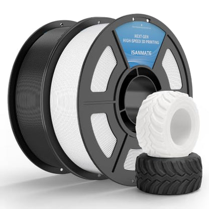 iSANMATE HS TPU Filament 1.75mm, Black White TPU 95A HF High Speed, 1kg *2 | Flexible Tough Wear-Resistant Elastic; HF TPU 50-200mm/s; Compatible with Bambu Lab and Most 3D Printer; for TPU Beginner - color: Black&white, size: TPU-HS-95A