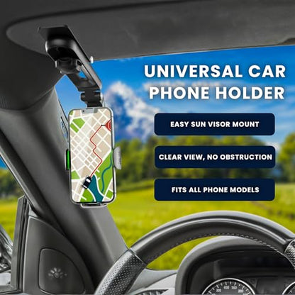 Sunvisor Phone Holder for Car | 360 Phone Holder Rotating Car Clip on Sun Visor Cellphone Holders | Universal 360 Dashboard Phone Holders | Auto Cell Phone Holder for Car Cellphone Automobile Cradles - style: C