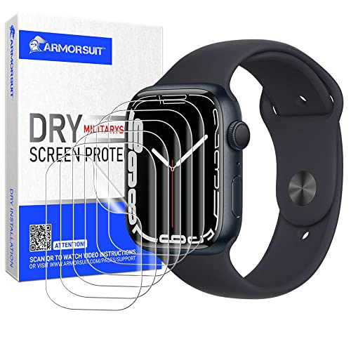 ArmorSuit 6 Pack Dry-Shield Screen Protector for Apple Watch Series 7 45mm & Series 6/SE/5/4 44mm Dry Installation HD Clear TPU Film - size: 45/44mm