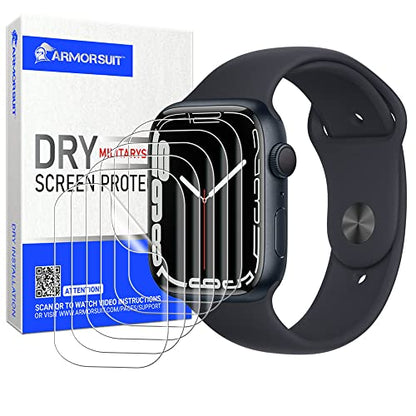ArmorSuit 6 Pack Dry-Shield Screen Protector for Apple Watch Series 7 45mm & Series 6/SE/5/4 44mm Dry Installation HD Clear TPU Film - size: 45/44mm