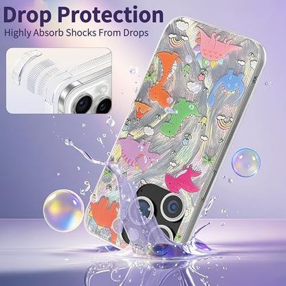 Compatible with iPhone 12 Pro Max Case,with [Soft Slim][Camera Protection] Cute Kawaii Shiny Aesthetic Phone Cover Anti-Yellowing Shockproof Protective Cover for Women Girl-Dinosaurs - color: Dinosaurs, size: iPhone 12 Pro Max