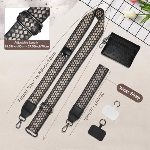 Cell Phone Lanyard with Wallet - Anti-Theft Crossbody Adjustable Phone Strap for Most Smartphones, for Men & Women - color: Black+grey