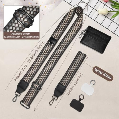 Cell Phone Lanyard with Wallet - Anti-Theft Crossbody Adjustable Phone Strap for Most Smartphones, for Men & Women - color: Black+grey