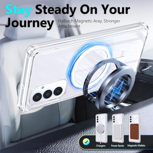 YZB Magnetic for Samsung Galaxy A36-5G Case, Clear | Compatible with MagSafe | Slim Fit Lightweight Shockproof, Military-Grade Protection, Yellowing Resistant Scratch-Resistant Back - color: Crystal Clear, size: Galaxy A36 5G
