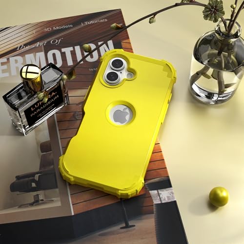 IDweel for iPhone 17 Case with Screen Protector, 3 in 1 Shockproof Slim Fit Hybrid Heavy Duty Hard PC Cover Soft Silicone Bumper Full Body Anti-Fingerprint Case, Yellow - color: Yellow