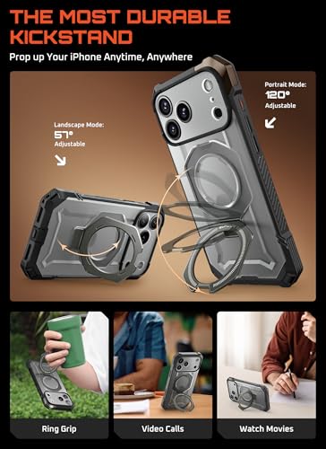 SUPCASE for iPhone 17 Pro Max Case with Built-in Kickstand, Gray | Camera Control Cover, Compatible with MagSafe, Anti-Slip Grip, Military-Grade Protection, Rugged Magnetic Phone Case, UB Grip - color: Gray, size: iPhone 17 Pro Max