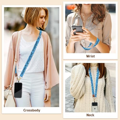 TiMOVO Phone Lanyard Crossbody Wrist Strap, Adjustable Anti-Theft Phone Strap for All Phone Case, lanyard for Women and Men - color: Blue+black Letter