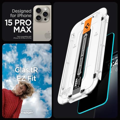 Spigen GlasTR EZ FIT Privacy Screen Protector for iPhone 15 Pro Max - size: iPhone 15 Pro Max