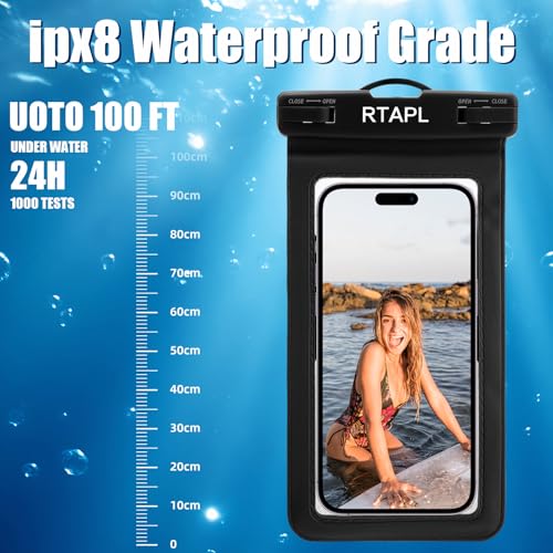 2-in-1 Floating Waterproof Phone Pouch & Detachable Armband, IPX8 Certified Dry Bag with Lanyard, Universal Protector for iPhone 17-11 Pro Max Plus Air & Galaxy S25/S24.Black - color: Black