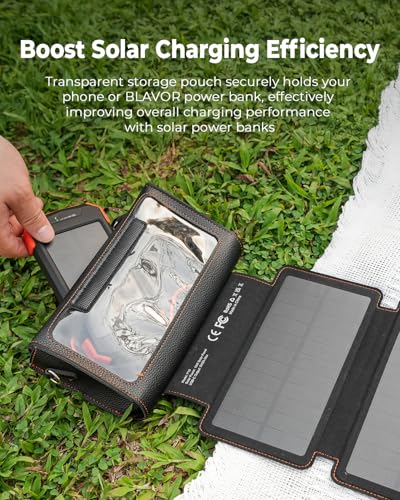 BLAVOR Portable Foldable Solar Charging Pack 10W, Built-in Charging Cable - color: Black