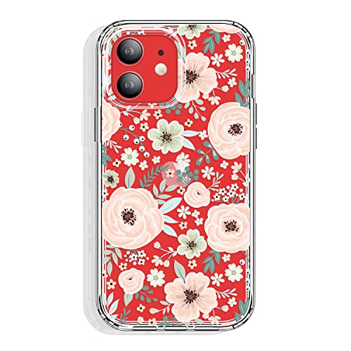 GYZYA for iPhone 12 Mini Case 5.4 Inch Clear with Design, Protective Slim TPU Cover + Shockproof Bumper for Women and Girls (Chic Flowers) - color: Floral 10, size: iPhone 12 mini (5.4 inch)