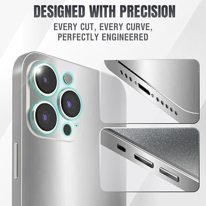 2Pcs Skin Wrap Compatible for iPhone 15 Pro – Slim Decal Vinyl Protective Film for Sides & Back – Sleek Fit, Premium Look – Compatible with All iPhone 15 Pro Cases - Silver - color: Silver
