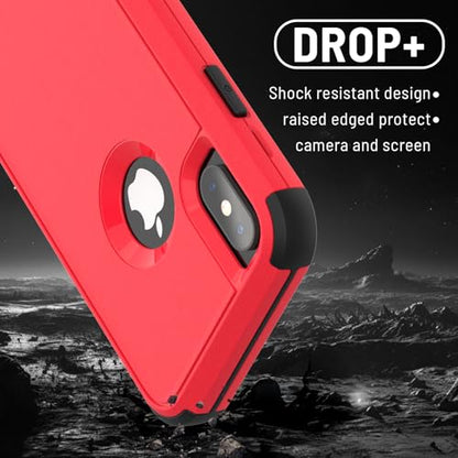X-belmox for iPhone XR Phone Case [Dropproof] Shockproof 3-Layers Red Black | Heavy Duty Drop Protection Cover for iPhone XR 6.1 Inch with Screen Protector Rugged XR Phone Case, Red Black - color: Red/Black