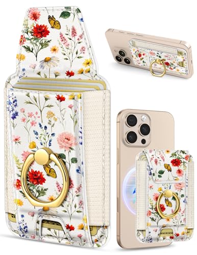 Shorogyt Compatible with Magsafe Wallet with Grip, Retro Floral - color: Retro Floral