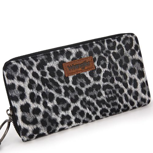 Wrangler Womens Wallet Wristlet Long Purse Designer Clutch Large Capacity Credit Card Holder for Women - color: C-Light Grey