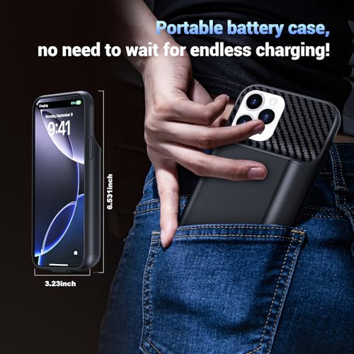 13800mAh High Capacity Battery Case for iPhone 16 Pro Max (6.9 inch) | 2026 Upgraded Battery Pack Rechargeable Charger External Charging Case with Tempered Glass Screen Protector Black - size: iPhone 16 Pro Max (6.9 inch)