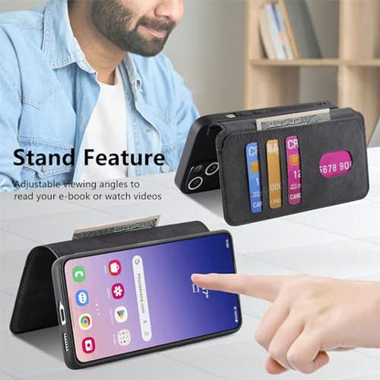 2 in 1 Detachable Wallet Case for Samsung Galaxy S24 5G CMG Black | PU Leather Magnetic Flip Folio Case with RFID Blocking Card Holder, Credit Card Slots Kickstand, Shockproof Protective Cover - color: Black, size: Samsung Galaxy S24