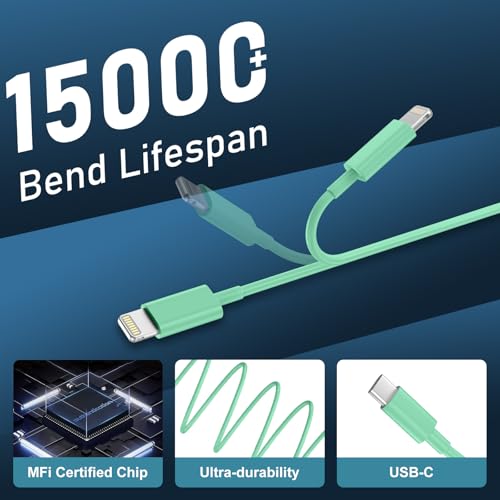 Phone 14 13 12 11 Fast Charger,10FT Long Phone Chargers Fast Charging Lightning Cable with 20W USB C Charger Block for Phone 14/14 Pro Max/13/13 Pro Max/12/12 Pro Max/11/11Pro/XS/Max/XR/X,Pad,Green - color: Green, size: 10ft