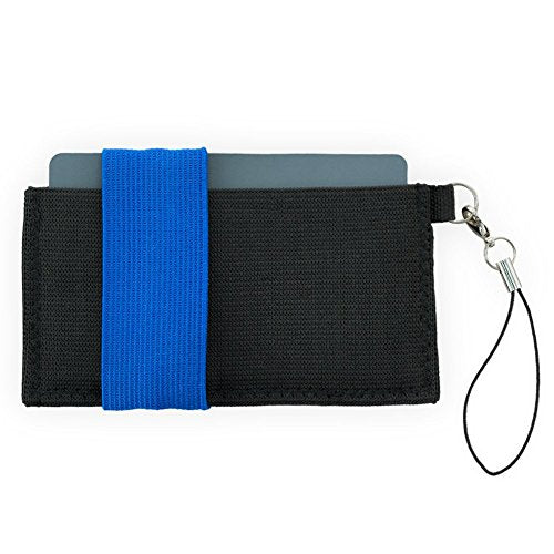 Front Pocket Wallet - Minimalist Wallet - Elastic - Everyday Carry Cards, Cash, Phone, Keys - Securely Holds for Easy Access - Lobster Claw Keychain Included (Blue) - color: Blue