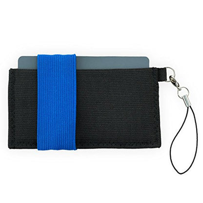 Front Pocket Wallet - Minimalist Wallet - Elastic - Everyday Carry Cards, Cash, Phone, Keys - Securely Holds for Easy Access - Lobster Claw Keychain Included (Blue) - color: Blue