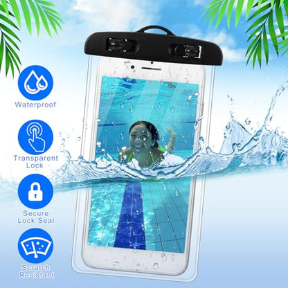 Relaxweex 4 Pcs Waterproof Phone Pouch and Cash ID Key Fob Cases Underwater Case Dry Bag with Lanyard Phone Holder Protector Vacation Beach Pool Travel