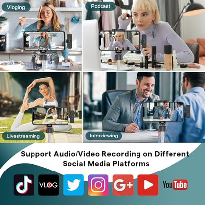 MAYBESTA Wireless Mini Microphone for iPhone, Android Phone - 2 Pack Lavalier Lapel Mic for Audio Video Recording - Clip on Content Creator Microphones for YouTube Tiktok Podcast Vlogging
