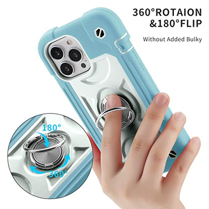 MARKILL Compatible with iPhone 13 Pro Max Case 6.7 Inch with Ring Stand, Heavy-Duty Military Grade Shockproof Phone Kids Cover for iPhone 13 Pro Max - color: Ice Blue, size: iPhone 13 Pro Max 6.7"