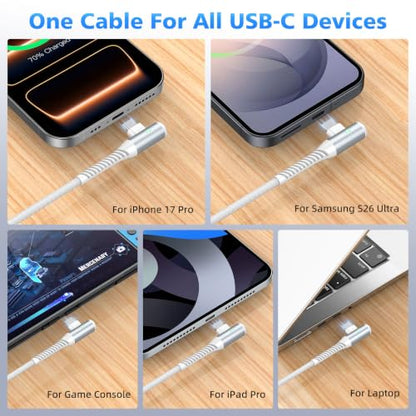 iMangoo USB C Cable 60W Fast Charging 16ft Long Braided-Durable Cord White - color: White