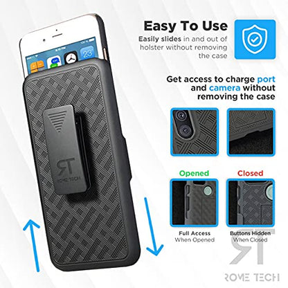 Designed for iPhone 7+/8+ Plus Case with Belt Clip Holster | Rugged Holster & Protective Phone Case Combo with Anti-Slip Texture - Black