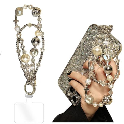 Phone Wrist Strap,Marble Beaded Phone Charm with Tether Tab,Hands-Free Wrist Strap (F) - color: F