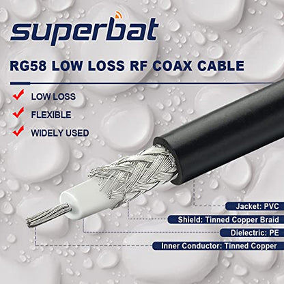 Superbat PL259 to BNC Cable 12inch UHF Male to BNC Male RG58 Coax Cable - size: 12inch, style: bnc to pl259