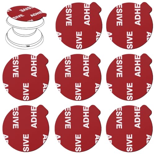 8pcs 3M Sticky Adhesive Replacement Pads for Socket Base Mount,VIIMAKE 1.38 inches Round 3M VHB Double-Sided Adhesive Pads,for Phone Collapsible Grip Stand Back Base Sticker Tapes (Red)