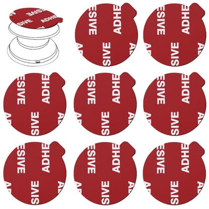 8pcs 3M Sticky Adhesive Replacement Pads for Socket Base Mount,VIIMAKE 1.38 inches Round 3M VHB Double-Sided Adhesive Pads,for Phone Collapsible Grip Stand Back Base Sticker Tapes (Red)