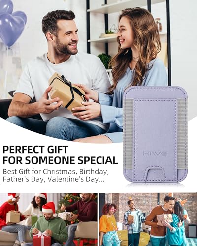 HiWe for MagSafe Wallet, 7 Cards Holder for Phone Case, RFID Blocking - color: Lilac Wallet - Grey Band