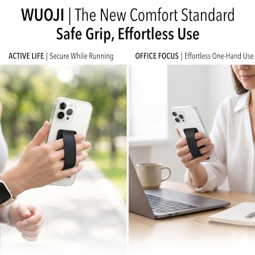 Finger Strap Phone Holder - Soft Cell Phone Grips - 2Pack (Black) - color: BLACK