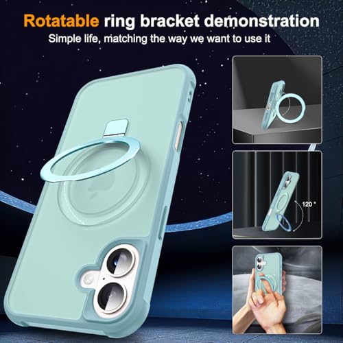 SKYLMW Compatible with iPhone 16 Case with Stand,Blue | iPhone 16 Phone Case 6.1",Magnetic Ring Stand,Compatible with MagSafe,Military-Grade Protection,Great Grip Feeling - color: Blue, size: Iphone 16