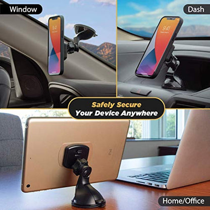 Scosche MAGWSM-2PXCES0 MagicMount Magnetic Suction Cup Phone Mount for Car Windshield/Dashboard, 360° Adjustable Magnet Head, Universal Phone Holder Compatible With iPhone, Samsung & More (Pack of 2) - size: 2 Pack, style: Window / Dash Suction