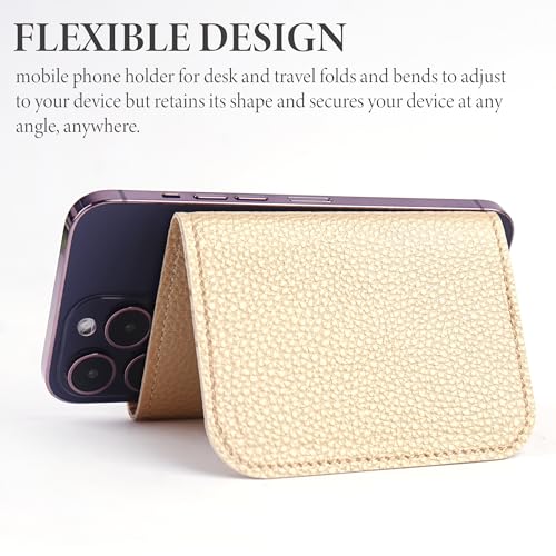 Airplane Travel Essentials for Flying Flex Flap Cell Phone Holder & Flexible Tablet Stand for Desk, Bed, Treadmill, Home & in-Flight Airplane Travel Accessories(1-Lichee Gold) - color: 1-Lichee Gold