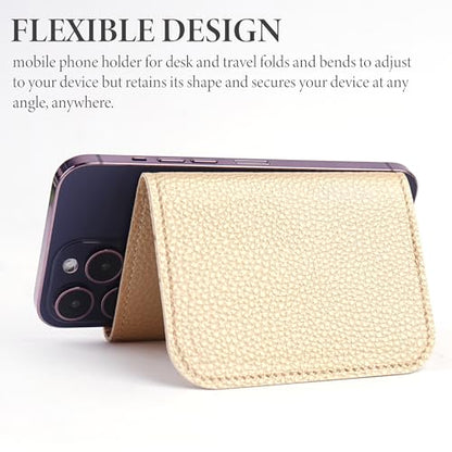 Airplane Travel Essentials for Flying Flex Flap Cell Phone Holder & Flexible Tablet Stand for Desk, Bed, Treadmill, Home & in-Flight Airplane Travel Accessories(1-Lichee Gold) - color: 1-Lichee Gold