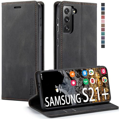 Samsung Galaxy S21+ Plus 5G Wallet Case with RFID Blocking,Card Holder Kickstand Magnetic,Leather Flip Case Wallet for Samsung Galaxy S21+ Plus 6.7 Inch(Black) - color: Black, size: S21+ Plus 6.7"